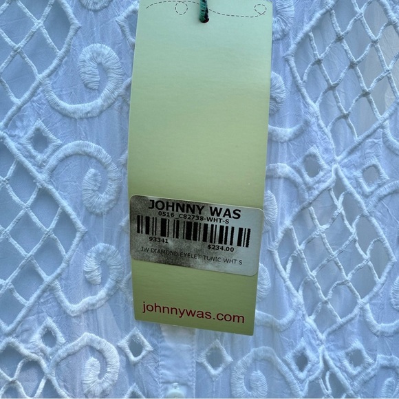 NWT Johnny Was JW Diamond Eyelet Tunic Sheer Women's Sleeveless White Top S - Picture 6 of 7